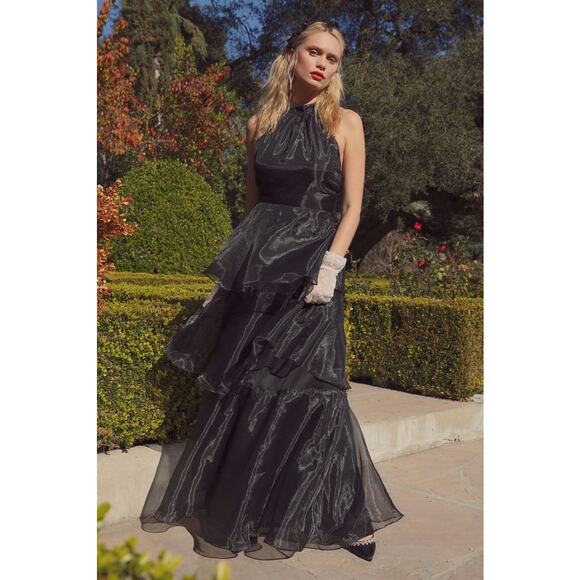 Lulus Maxi Tiered Black  Dress - Picture 3 of 8